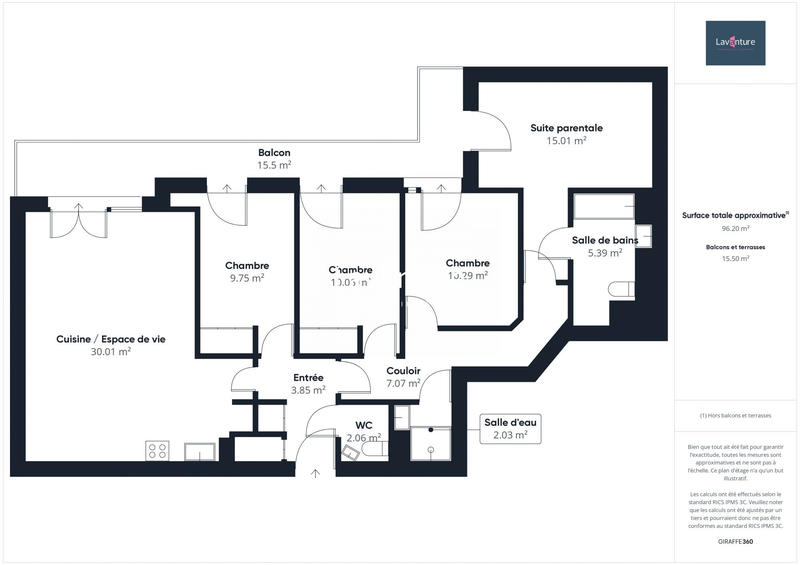 Appartement - 96 m² - 5 pièces