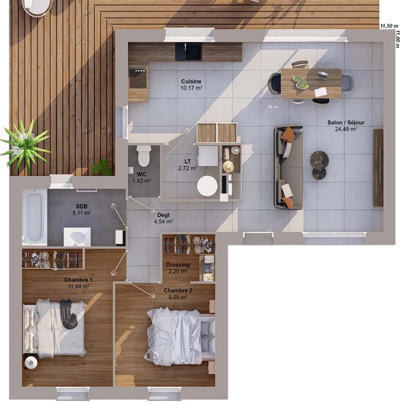 Maison - 71 m² - 4 pièces