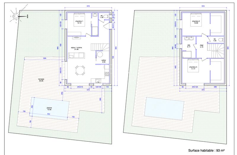 Maison - 93 m² - 4 pièces