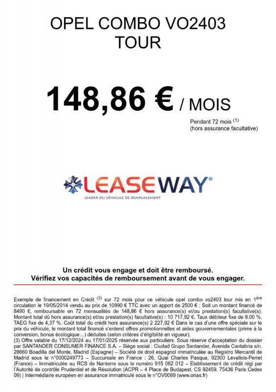 Opel Combo Tour 1.6 Cdti 90ch Cosmo L1h1