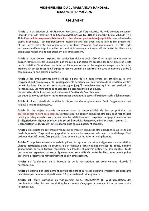 Vide-grenier du handball