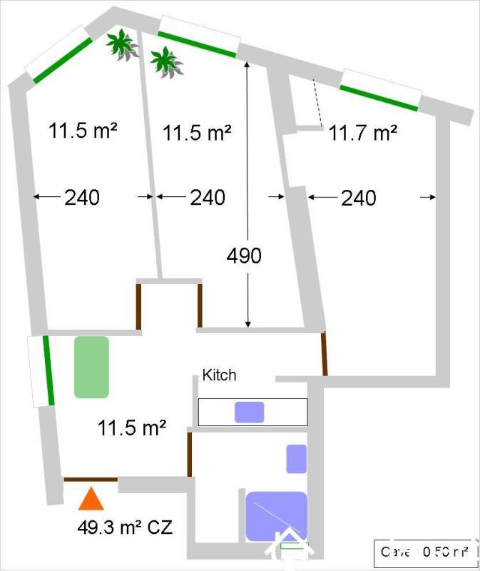 Chambre - 11 m² - 1 pièce