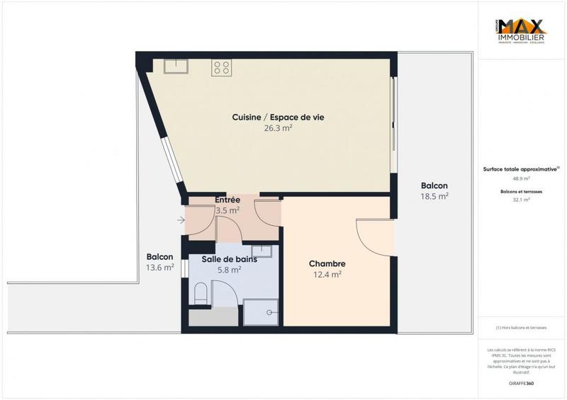 Appartement - 47 m² - 2 pièces