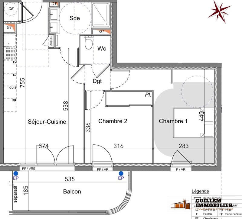 Appartement - 57 m² - 3 pièces