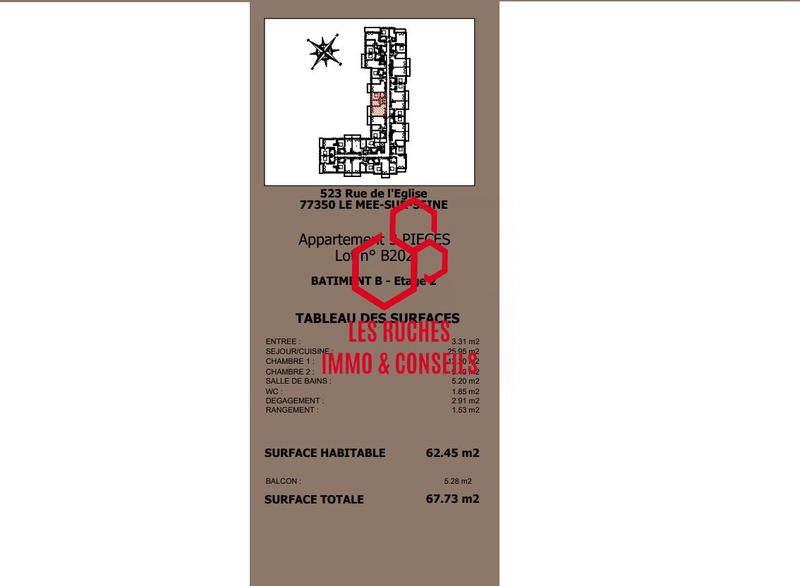 Appartement - 62 m² - 3 pièces