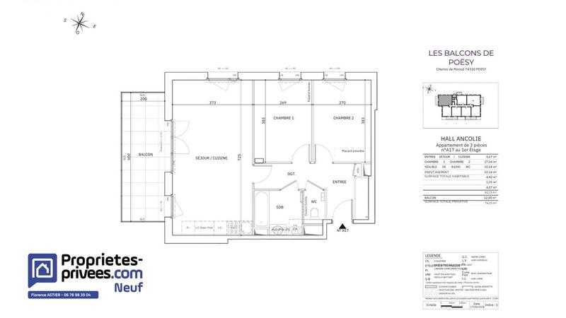 Appartement - 62 m² - 3 pièces