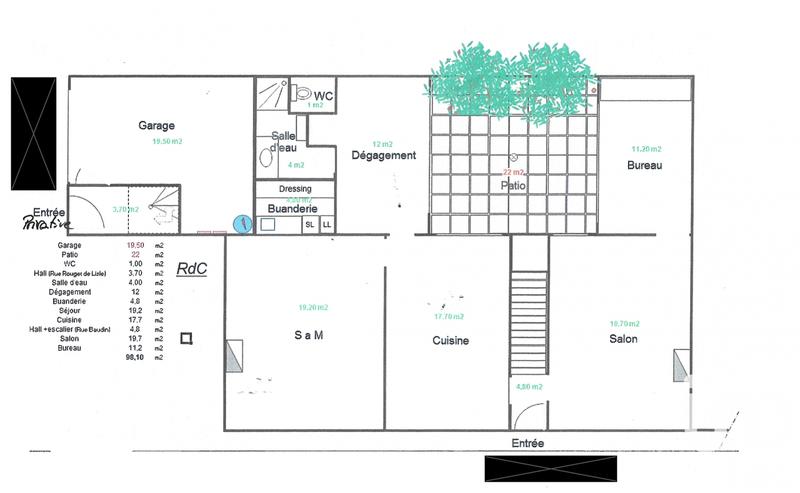 Maison de ville - 208 m² - 7 pièces