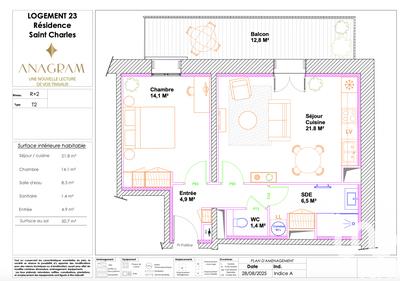 Appartement - 51 m² - 2 pièces