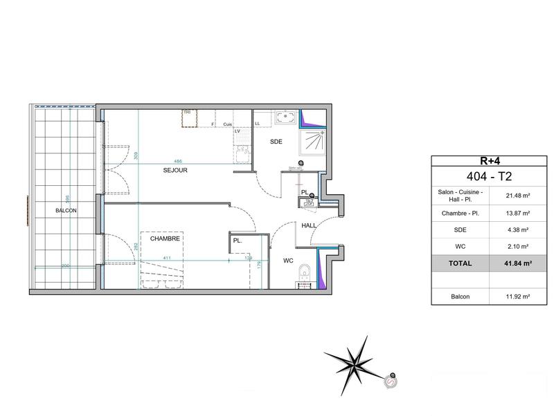 Appartement - 42 m² - 2 pièces