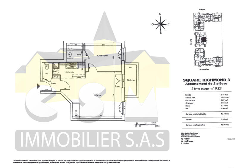 Appartement - 43 m² - 2 pièces