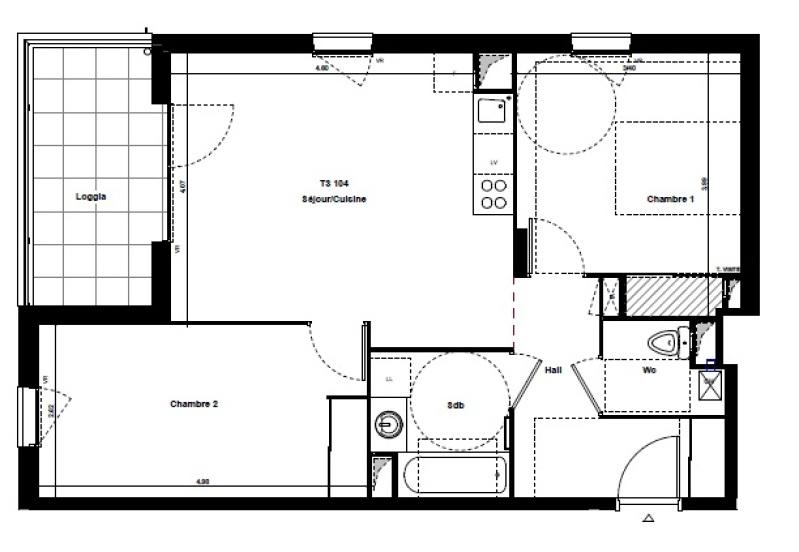 Appartement - 60 m² - 3 pièces