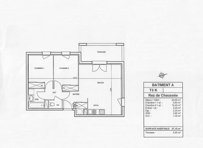Appartement - 57 m² - 3 pièces