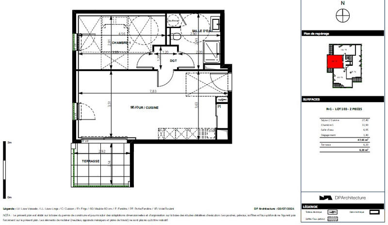 Appartement - 48 m² - 2 pièces