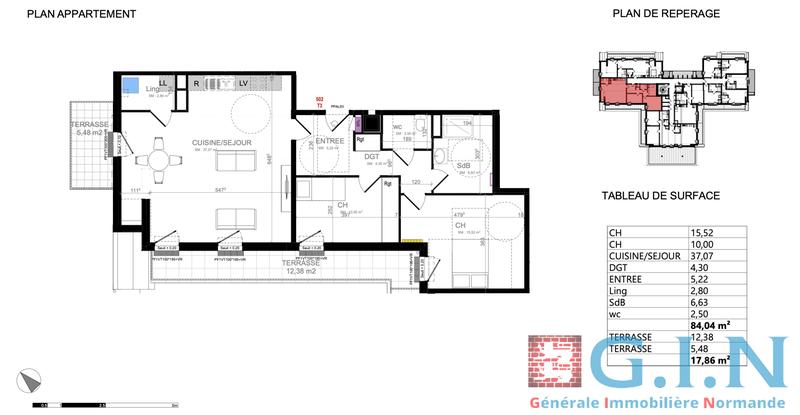 Appartement - 84 m² - 3 pièces