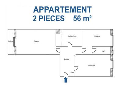 Appartement - 56 m² - 2 pièces