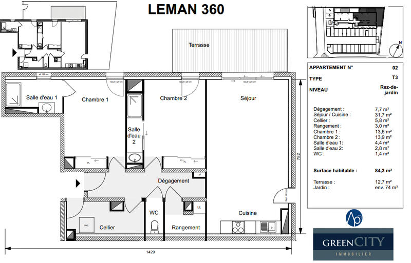 Appartement - 84 m² - 3 pièces