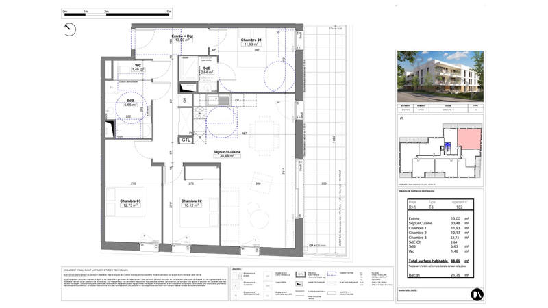 Appartement - 88 m² - 4 pièces