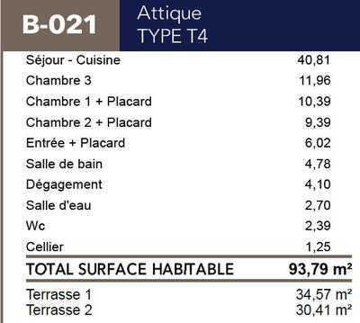 Appartement - 94 m² - 4 pièces