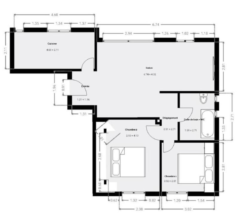 Appartement - 67 m² - 3 pièces