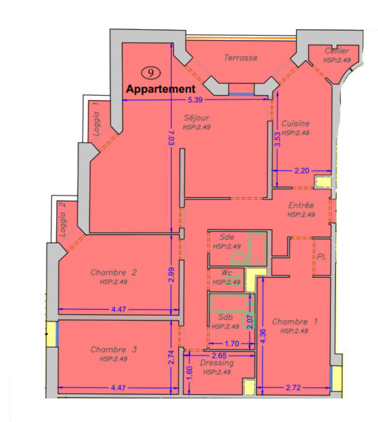 Appartement - 104 m² - 5 pièces