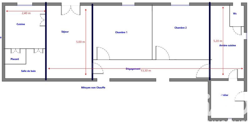 Maison de village - 72 m² - 3 pièces