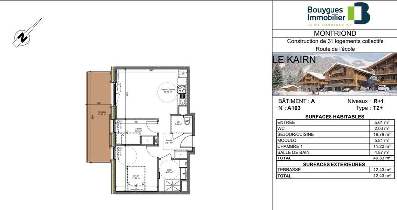 Appartement - 49 m² - 2 pièces