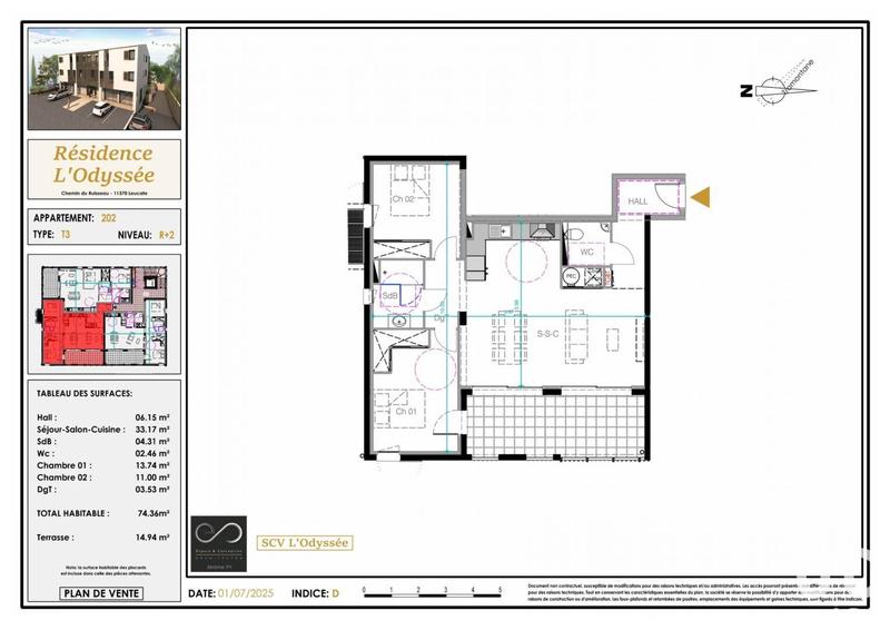Appartement - 74 m² - 3 pièces