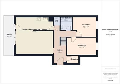 Appartement - 73 m² - 3 pièces