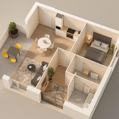 Appartement - 55 m² - 2 pièces