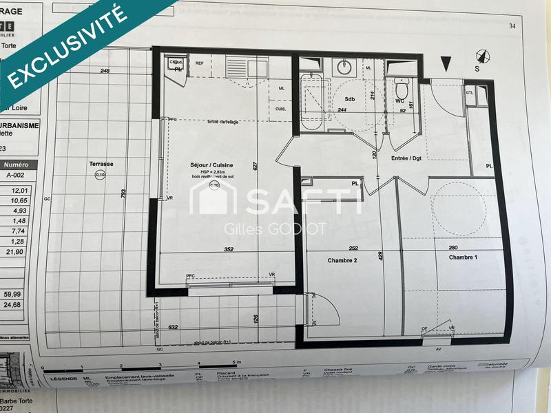 Appartement - 60 m² - 3 pièces