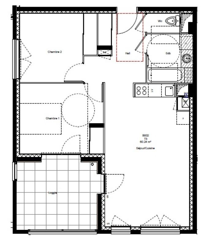 Appartement - 60 m² - 3 pièces