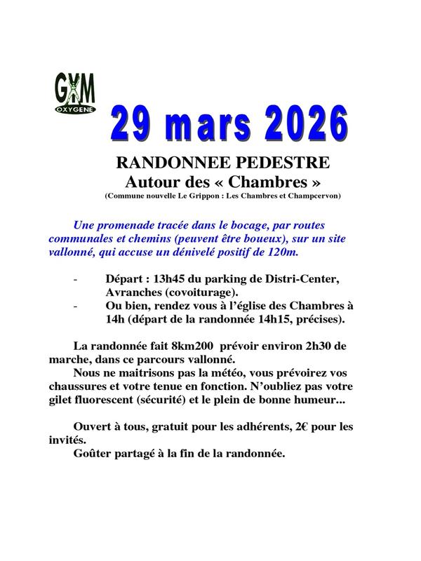 Randonnée pédestre de Gym Oxygène