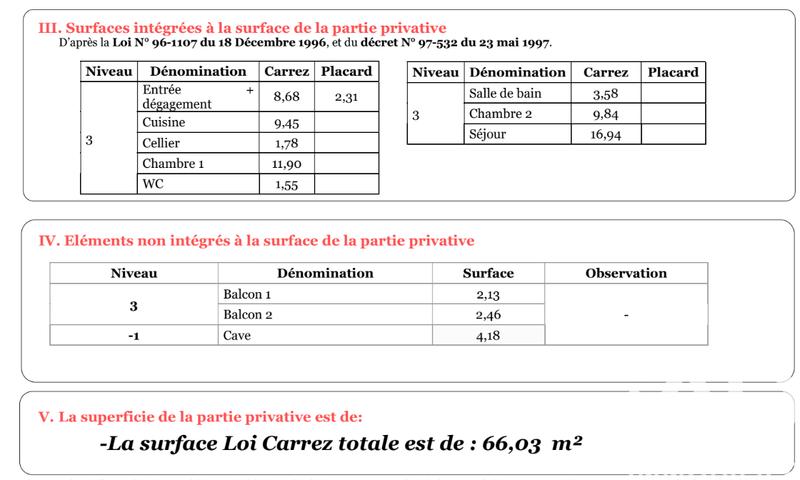Appartement - 66 m² - 3 pièces