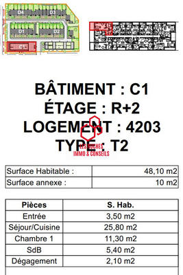 Appartement - 48 m² - 2 pièces
