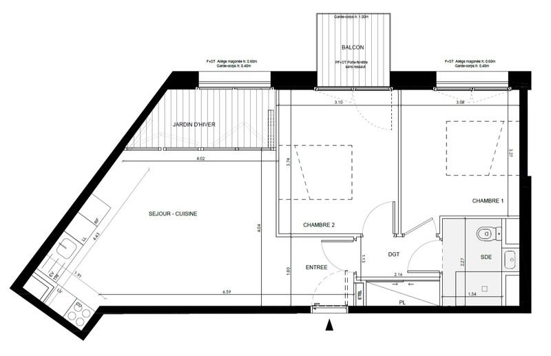 Appartement - 60 m² - 3 pièces