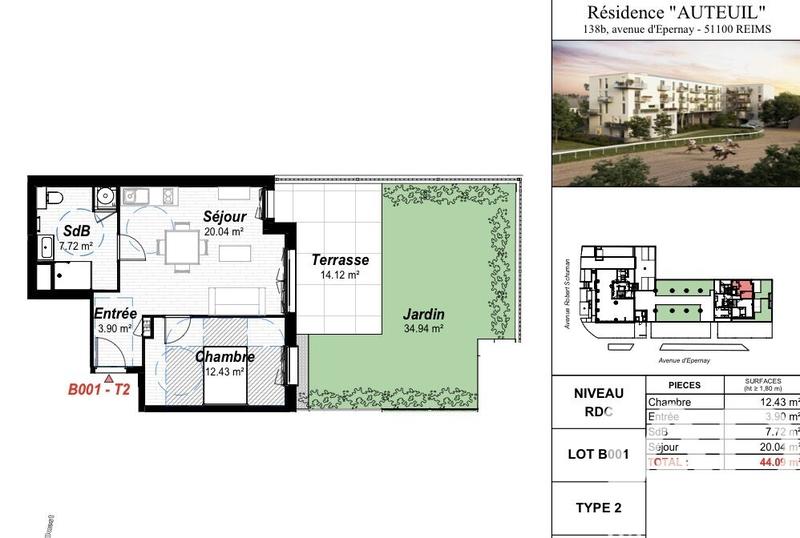 Appartement - 44 m² - 2 pièces