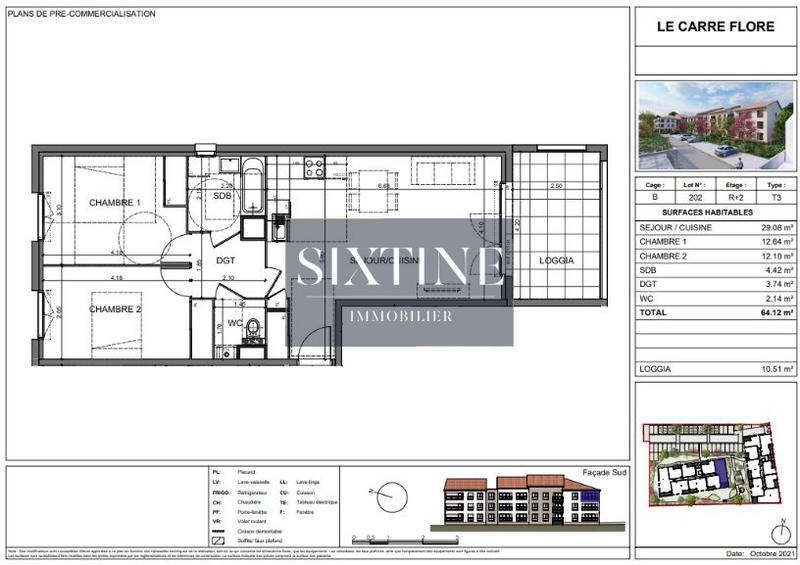 Appartement - 65 m² - 3 pièces