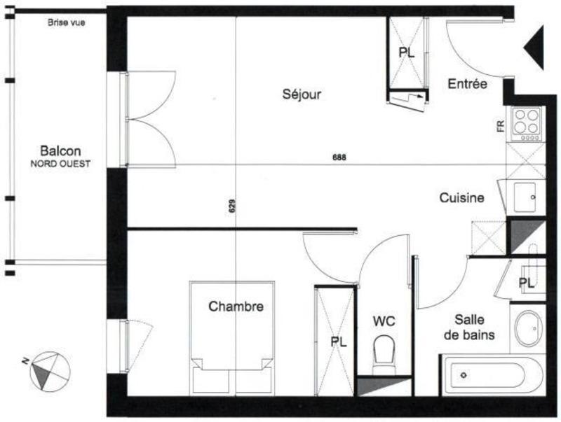 Appartement - 43 m² - 2 pièces