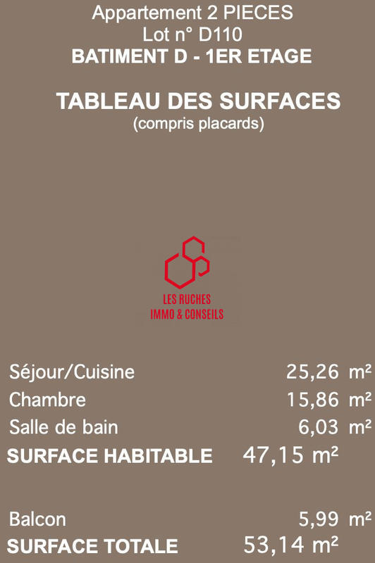 Appartement - 47 m² - 2 pièces