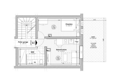 Appartement - 25 m² - 2 pièces