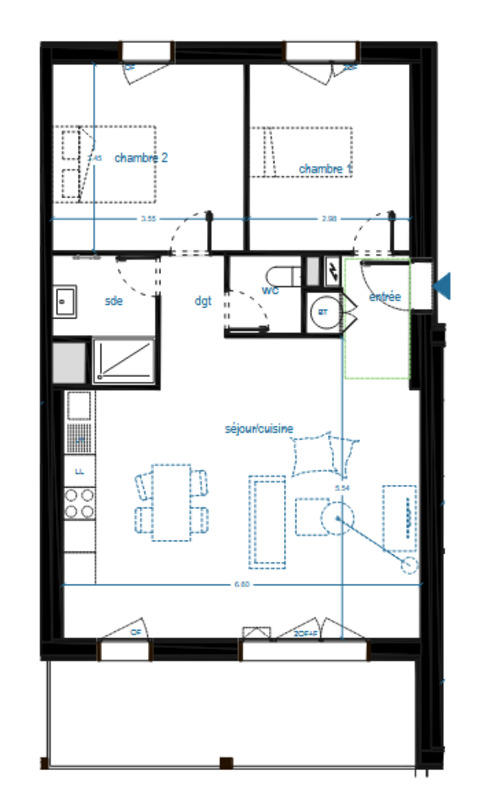 Appartement - 68 m² - 3 pièces