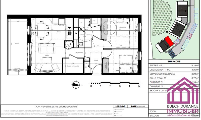 Appartement - 61 m² - 3 pièces