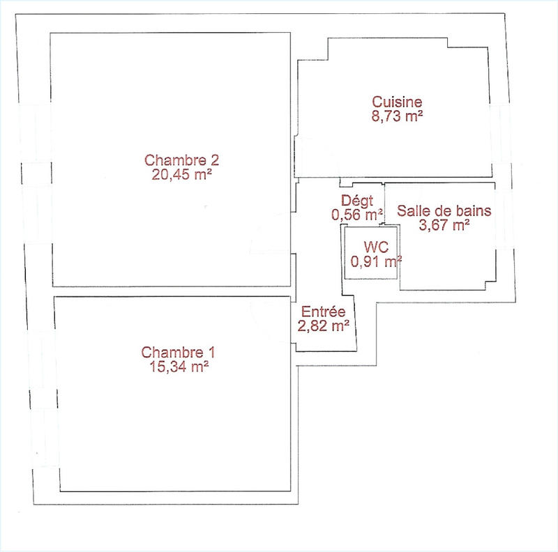Appartement - 53 m² - 2 pièces