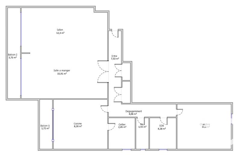 Appartement - 67 m² - 3 pièces