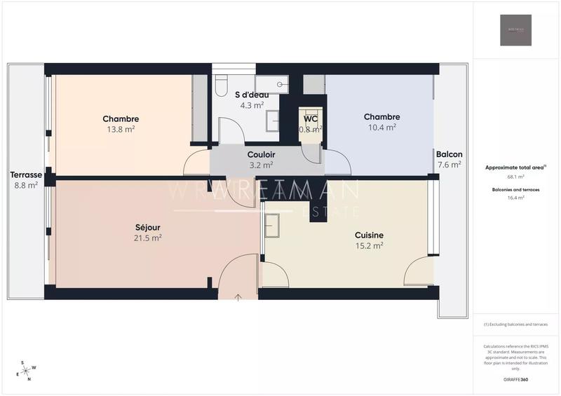 Appartement - 68 m² - 3 pièces