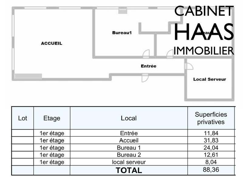 Bureau - 88 m² - 4 pièces