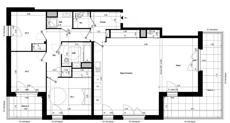Appartement - 110 m² - 4 pièces