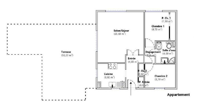Appartement - 68 m² - 3 pièces