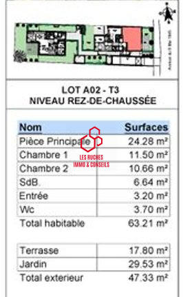 Appartement - 63 m² - 3 pièces