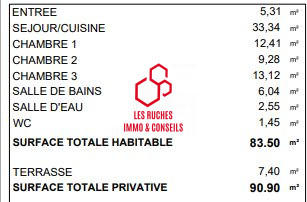 Appartement - 84 m² - 4 pièces